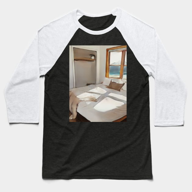 Bedroom Bed Geek Designer Dune Stika Artistic Anime Style Baseball T-Shirt by cornelliusy